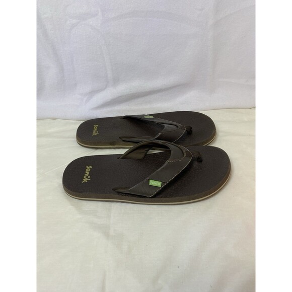 Sanuk Men's Flip Flops Sandals Shoes size 6/7 Brown Thongs Open Toe - Picture 2 of 6